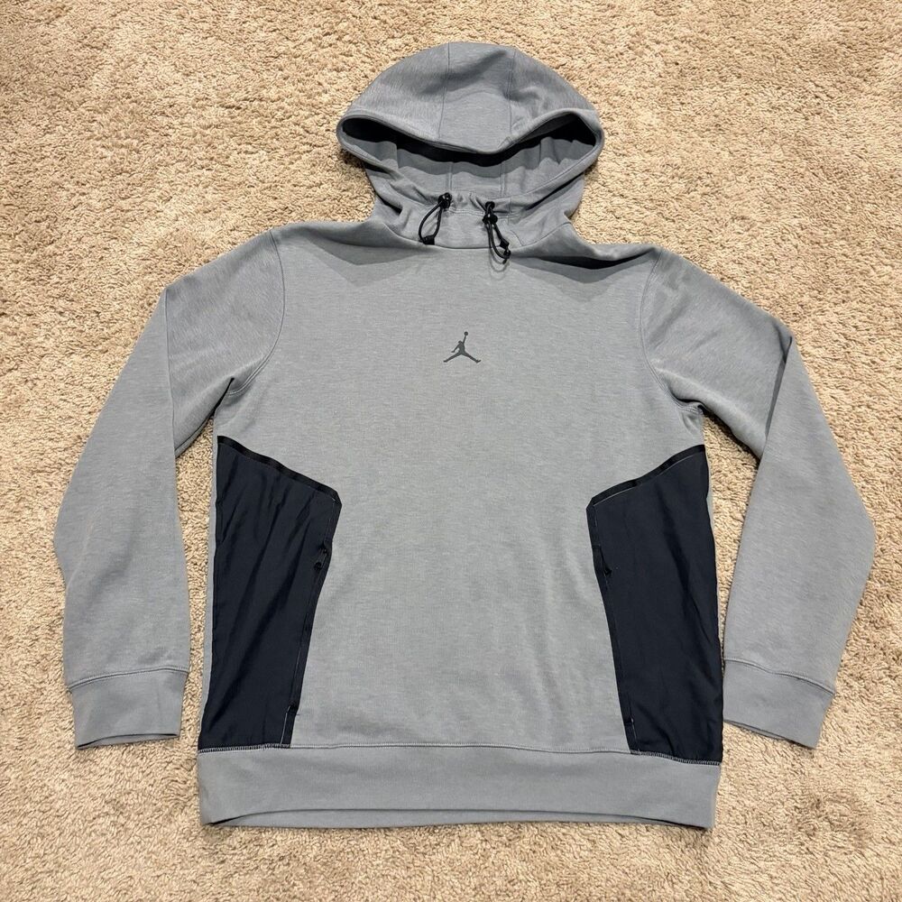 Jordan Dri-FIT Gray Statement Fleece Pullover Hoodie DA9849-091 Mens Size Small